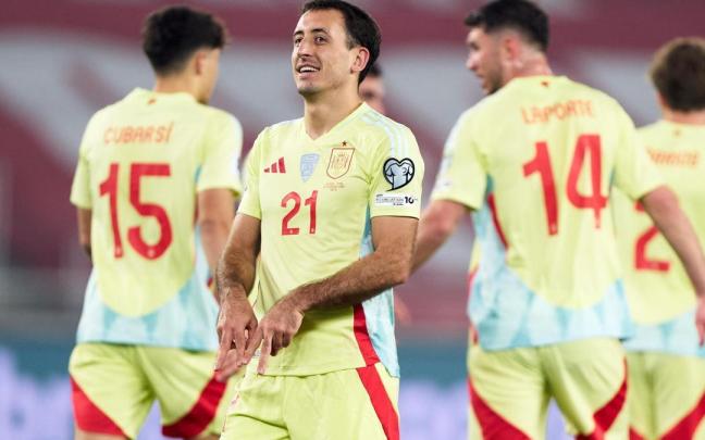 Oyarzabal celebra uno de los goles ante Georgia.
