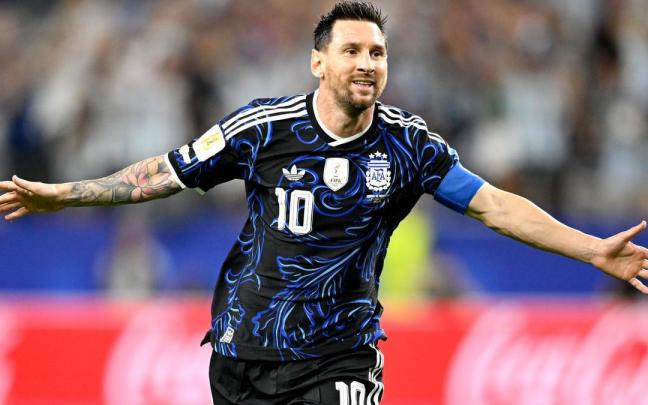 Messi celebra su gol ante Jordania.