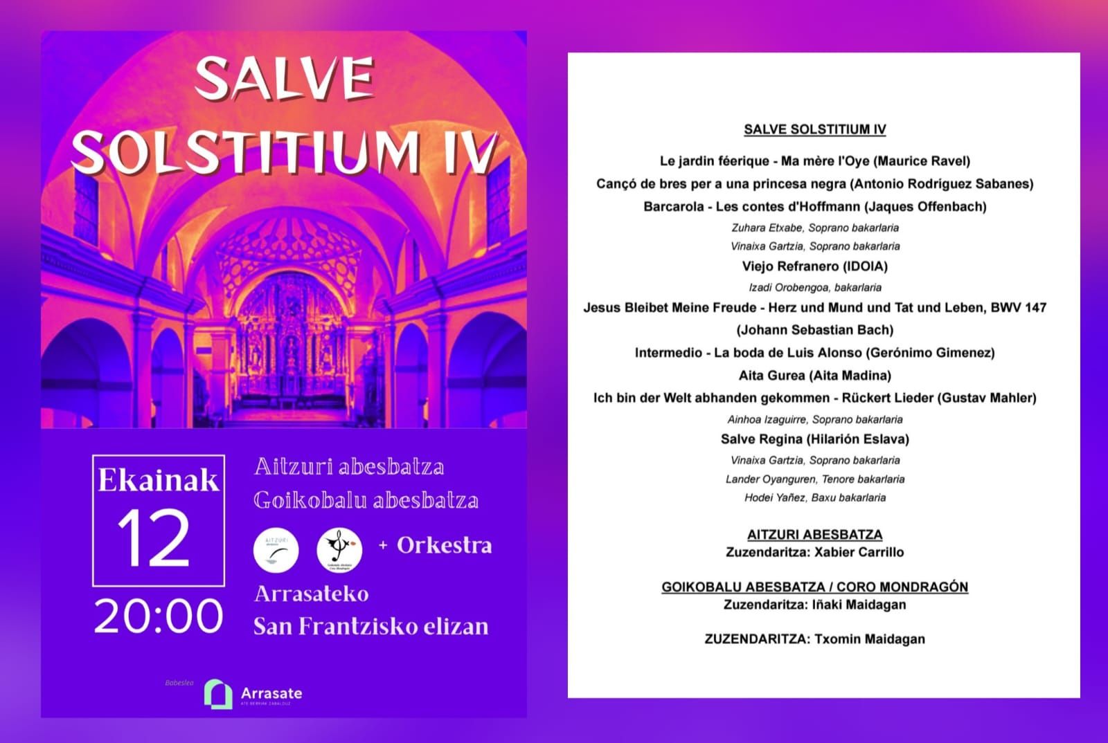 Programa del concierto.