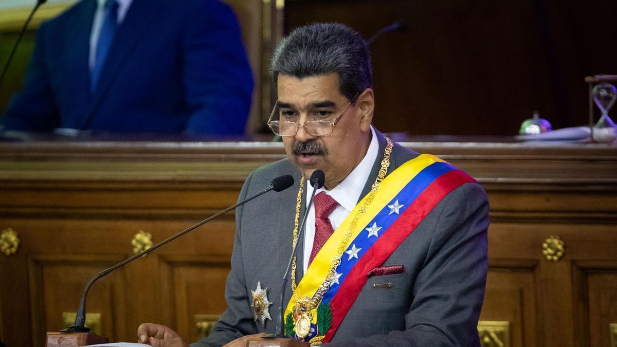 Nicolás Maduro interviene ante la Asamblea Nacional de Venezuela.