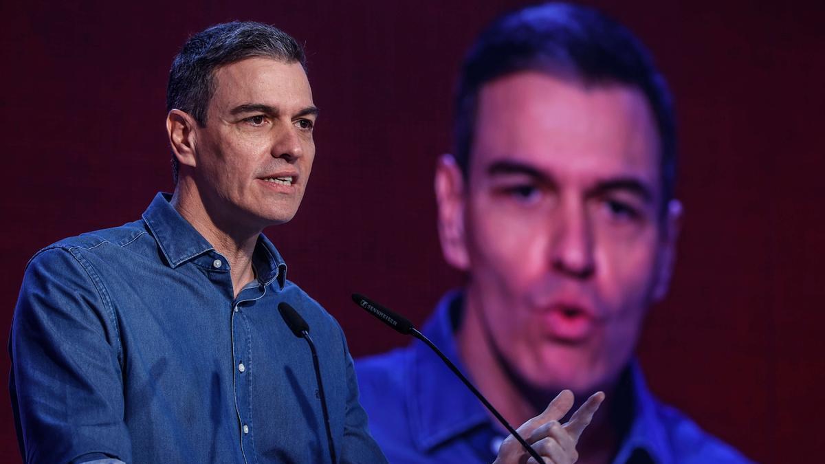 Pedro Sánchez durante un acto político este domingo