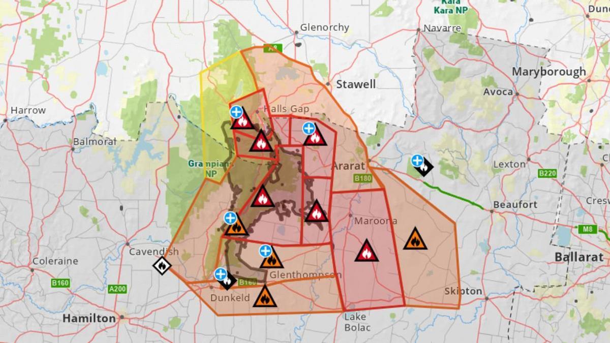 Mapa de las áreas afectadas por los incendios en Australia