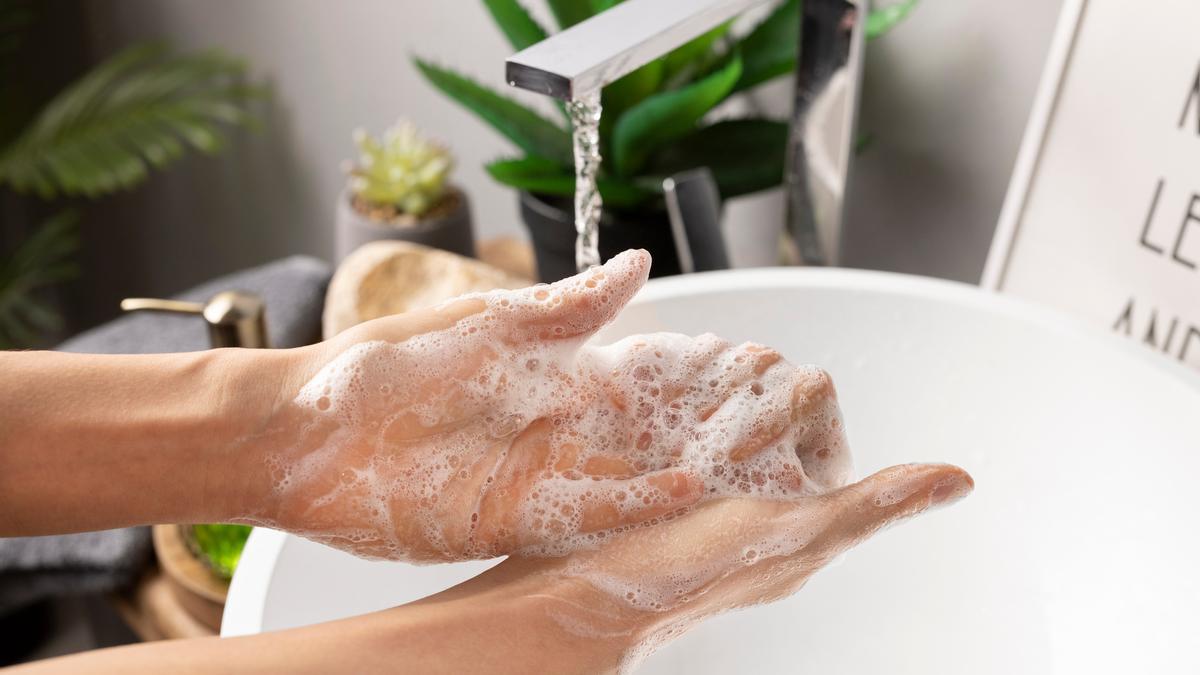 Lavarse las manos con agua y jabón, esencial para mantener la higiene.