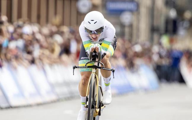 Grace Brown celebra su triunfo en Zúrich.