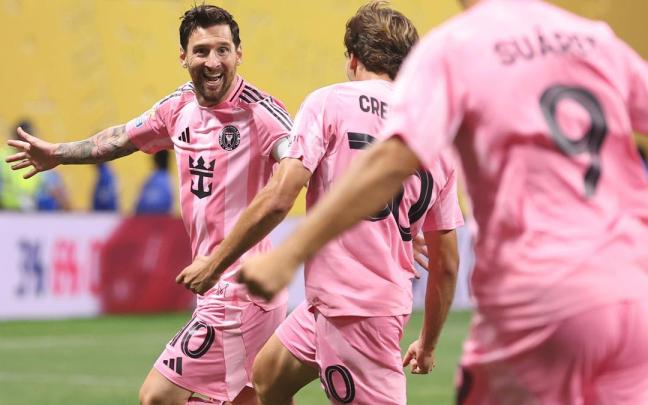 Leo Messi celebra un gol con el Inter Miami.