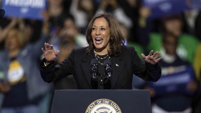 Kamala Harris durante un mitin de su campaña.