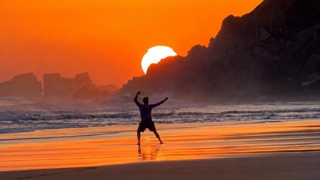 Joseba Arguiñano en la playa de Zarautz