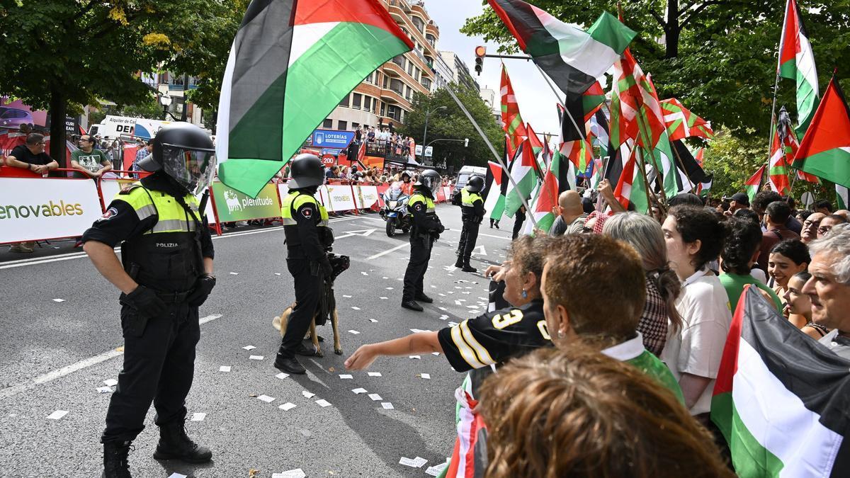 Imagen de archivo de las protestas en Bilbao contra la participación de Israel en La Vuelta