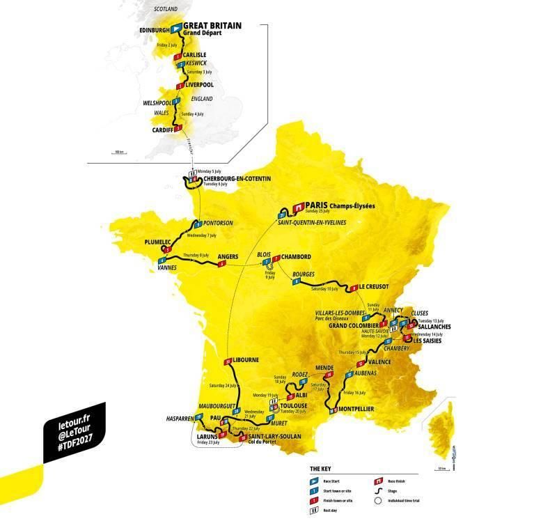 Mapa de la próxima edición del Tour.