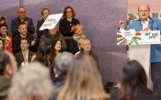 Ortuzar, en un momento de su intervención en el Aberri Eguna 2024.