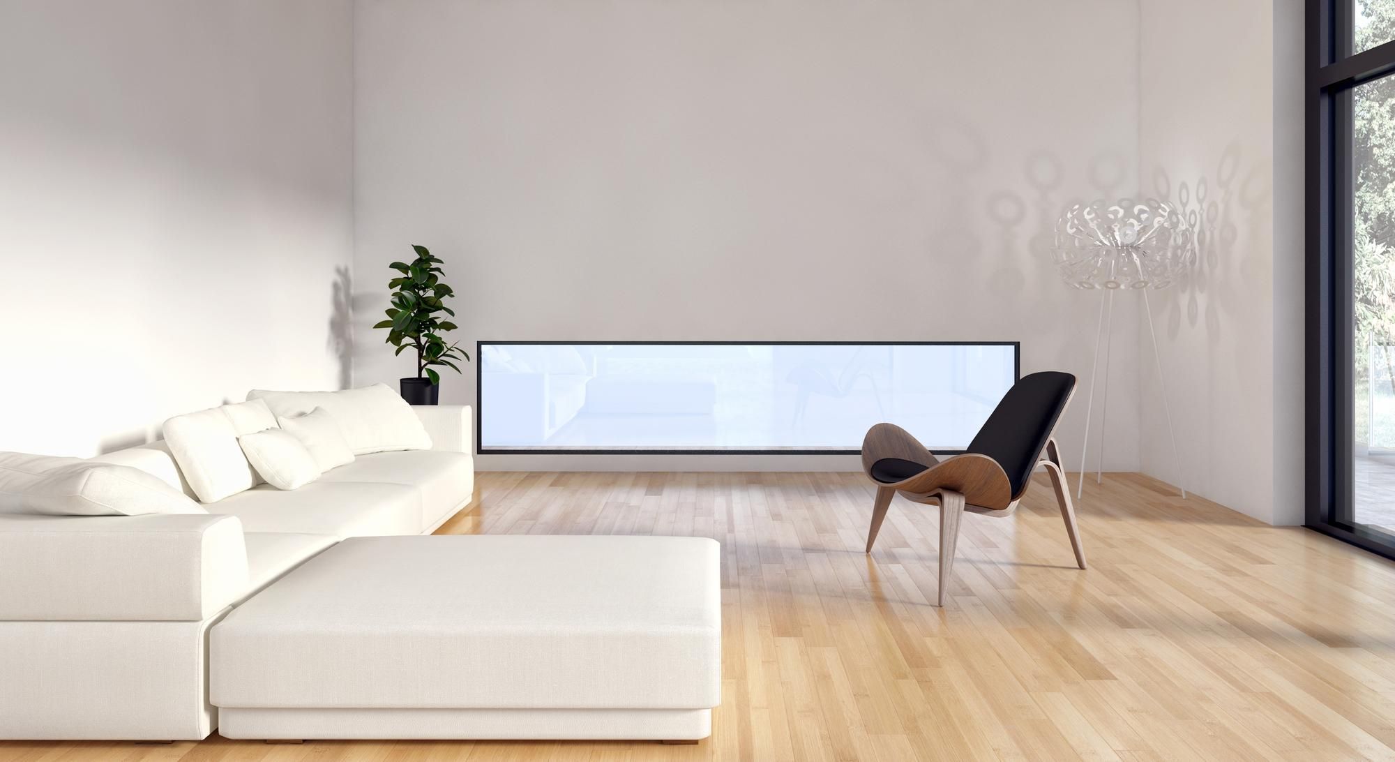 Módulo multiusos junto a un sofá.