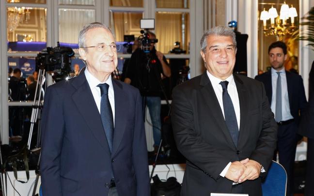 Florentino Pérez, junto a Joan Laporta. Florentino Pérez, junto a Joan Laporta.