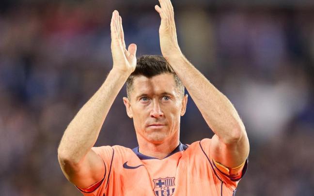 Robert Lewandowski, en su último partido con el Barcelona.