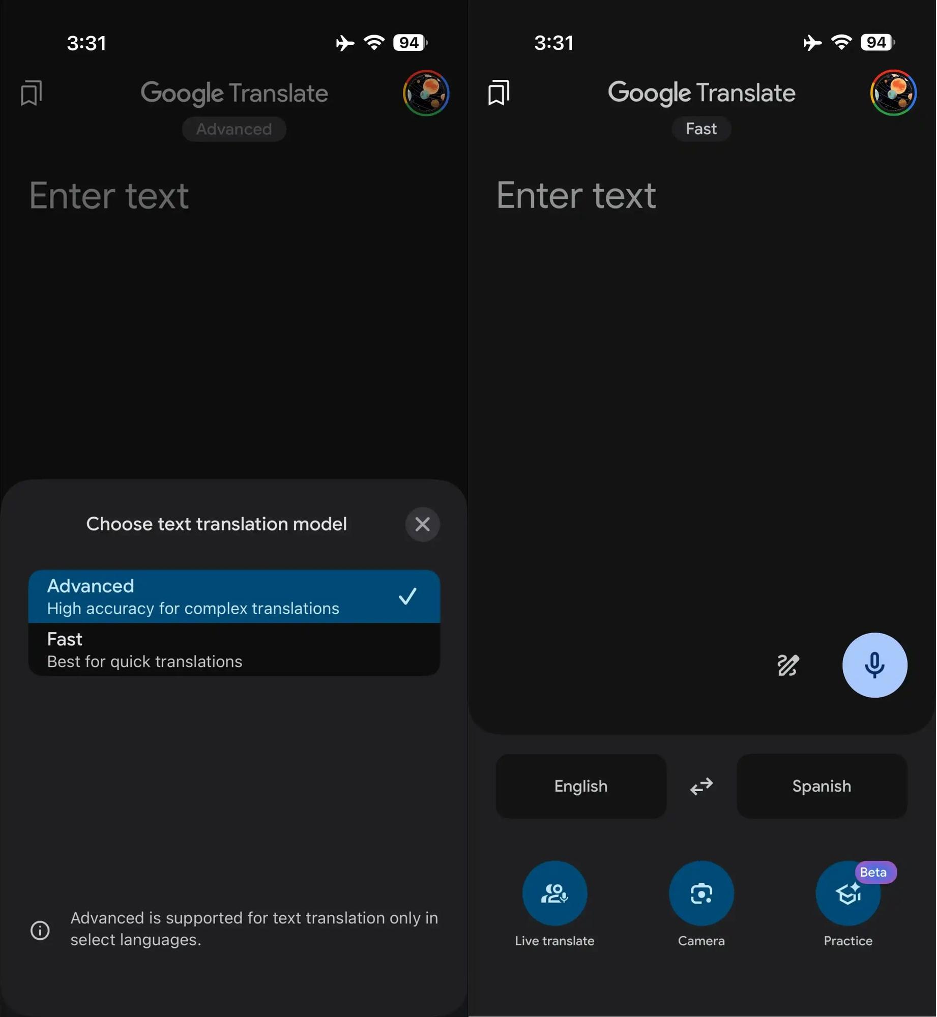 Un avance de la nueva función de traducción.