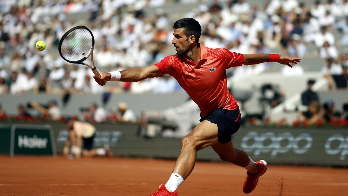 Djokovic durante el enfrentamiento contra Alcaraz.
