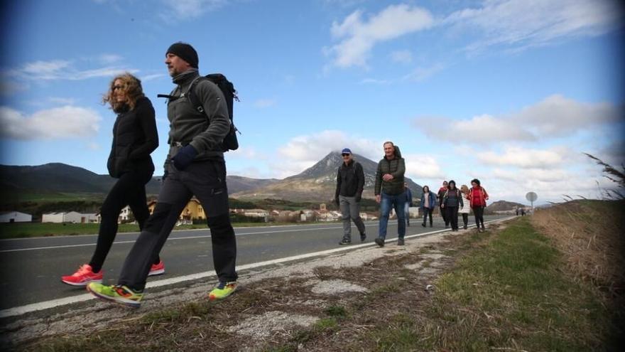 Peregrinos rumbo a Javier en la Javierada de 2022.