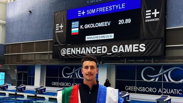 El griego Kristian Gkolomeev, 87º mejor tiempo de siempre en los 50 metros estilo libre, batió el récord mundial para promocionar los Juegos Mejorados.