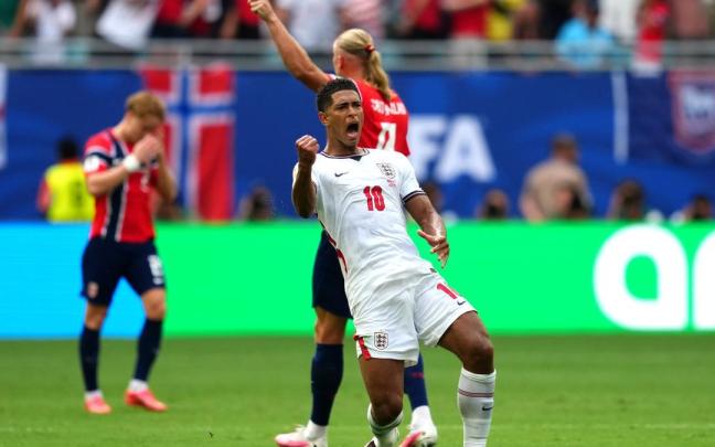Jude Bellingham celebrando uno de sus goles frente a Noruega en el Mundial 2026.