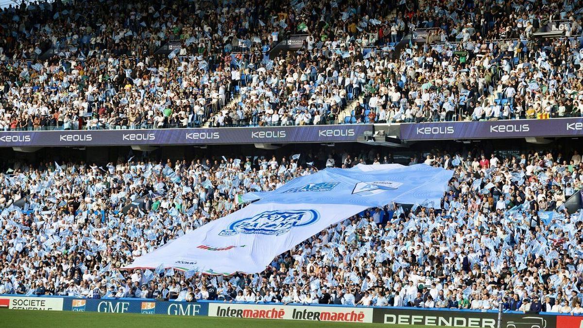 Aspecto de las gradas de Anoeta durante el partido del pasado sábado entre Aviron Bayonnais y Pau.