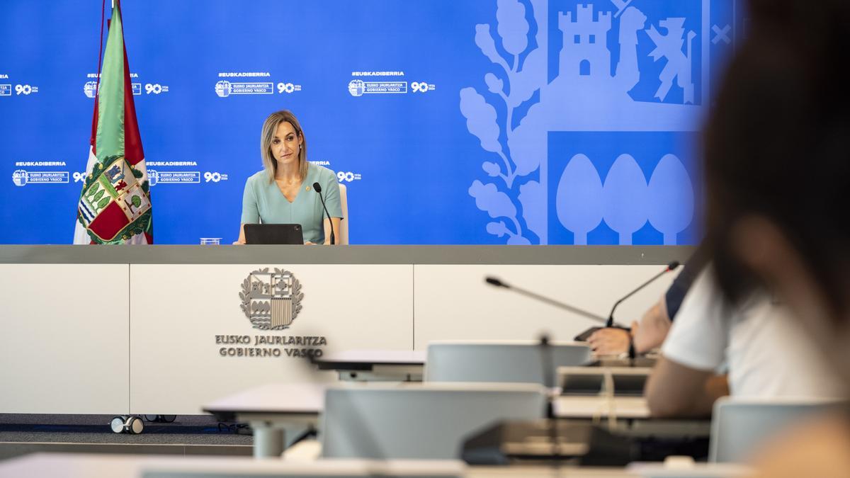 La portavoz del Gobierno Vasco y consejera de Autogobierno, Maria Ubarretxena, este martes