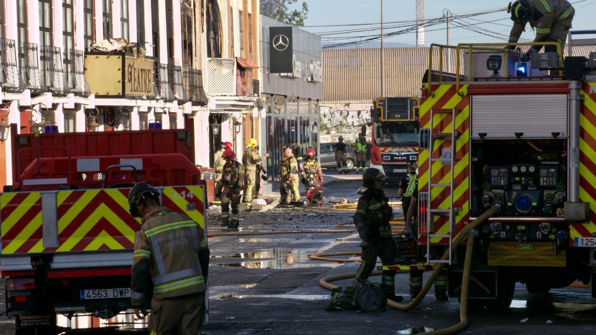 El incendio ocurrido esta madrugada en una zona de ocio en Murcia.