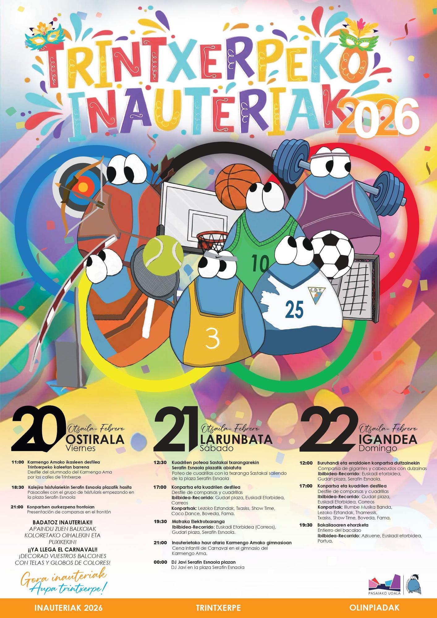 Cartel con la programación del fin de semana.