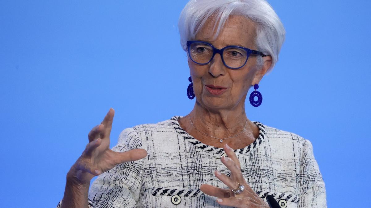 La presidenta del BCE, Christine Lagarde, intervenía ante los medios tras la reunión del Consejo de Gobierno del banco el pasado jueves en Frankfurt.