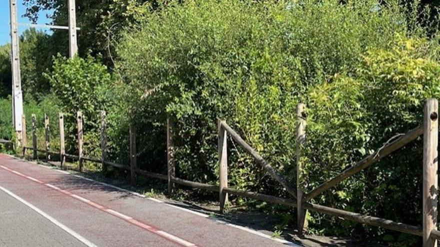 Tramo a reparar en el bidegorri de Astola Bidea