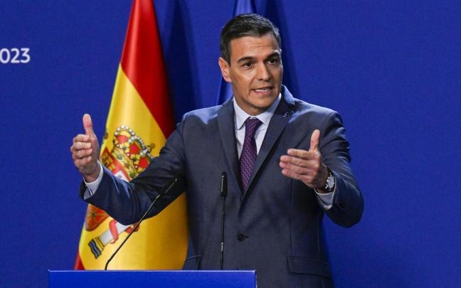 Pedro Sánchez durante la rueda de prensa ofrecida tras la cumbre de la Unión Europea en Granada