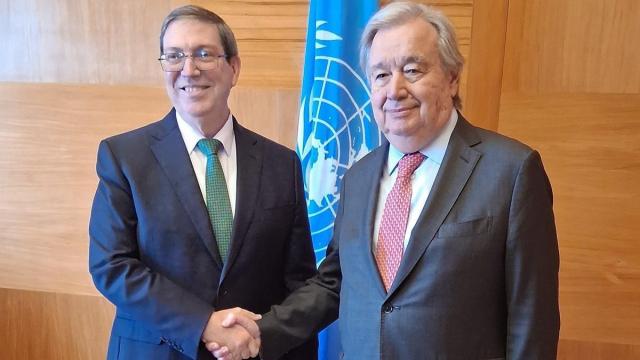 Bruno Rodríguez y António Guterres.