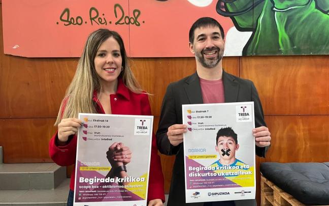 La delegada de Juventud del Ayuntamiento de Irun, Snadra Caballero, y el director de Juventud de la Diputación Foral, Isaac Palencia. / N.G. La delegada de Juventud del Ayuntamiento de Irun, Snadra Caballero, y el director de Juventud de la Diputación Foral, Isaac Palencia.