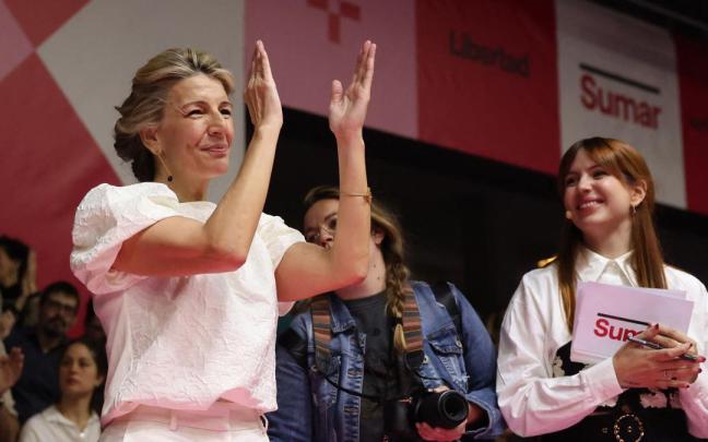 Yolanda Díaz durante el acto de presentación de Sumar.