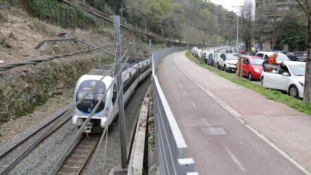 Vías del topo en la zona de Errondo, en Donostia / Iker Azurmendi