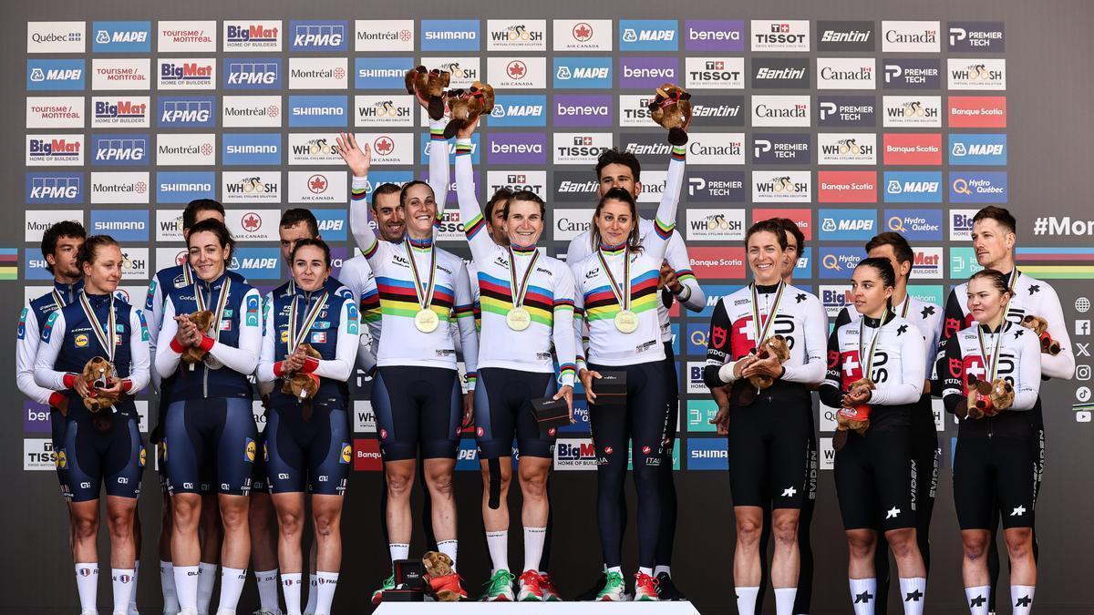 Italia celebra la victoria por delante de Francia, plata, y Suiza, bronce.