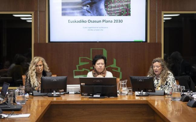 Gotzone Sagardui (d), en la comisión de Salud del Parlamento Vasco. Gotzone Sagardui (d), en la comisión de Salud del Parlamento Vasco.