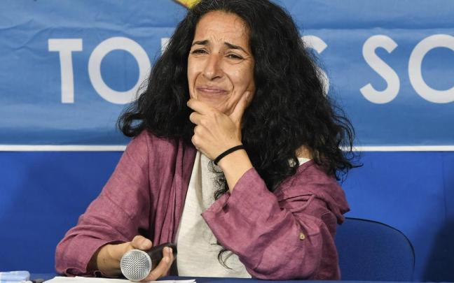La madre del niño Gabriel Cruz, Patricia Ramírez, en la rueda de prensa