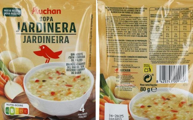 Se ha detectado mostaza en la sopa jardinera de la marca Auchan.