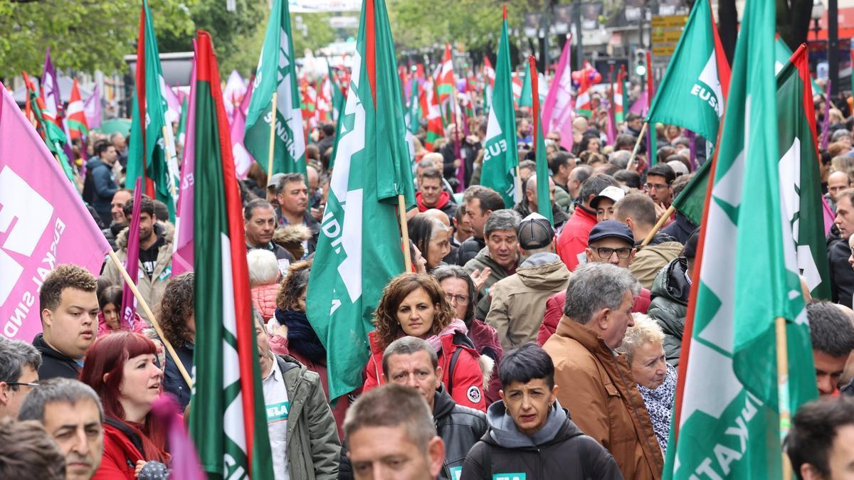 Manifestación sindical en Bilbao.