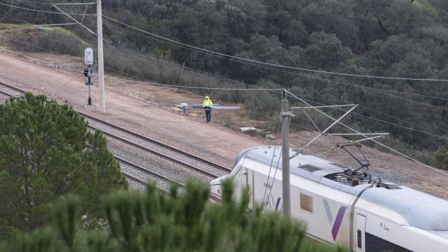 Imagen de un tren AVE a su paso por el tramo de vía, completamente restaurado, donde ocurrió el trágico accidente del pasado 18 de enero en Adamuz (Córdoba).