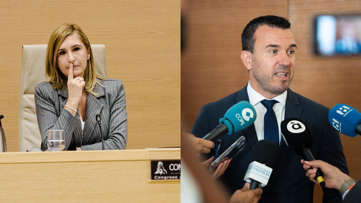 La exconsejera de Justicia e Interior de la Generalitat Valenciana encargada de Emergencias durante la dana, Salomé Pradas, y el presidente de la Diputación de Valencia, Vicente Mompó.