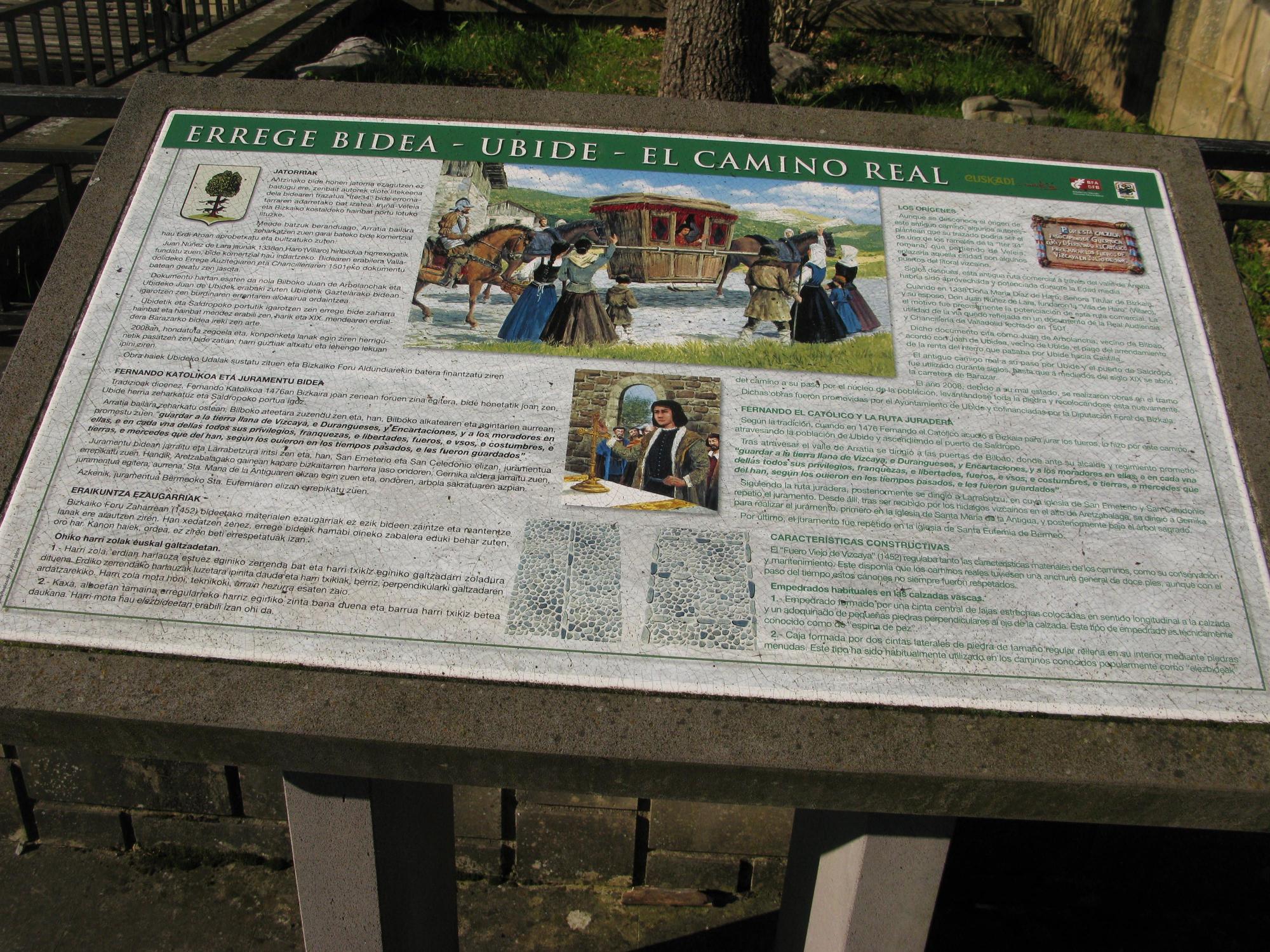 Información histórica sobre el camino real que unía Gasteiz con Bilbao