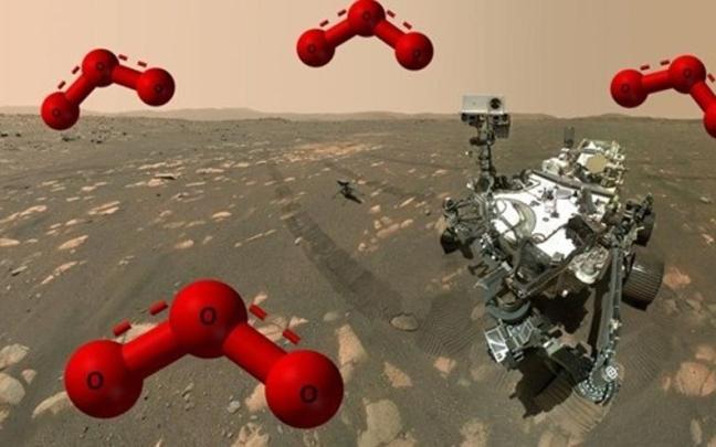 Imagen del róver Perseverance de la NASA en Marte, en la que se han incluido moléculas de ozono.