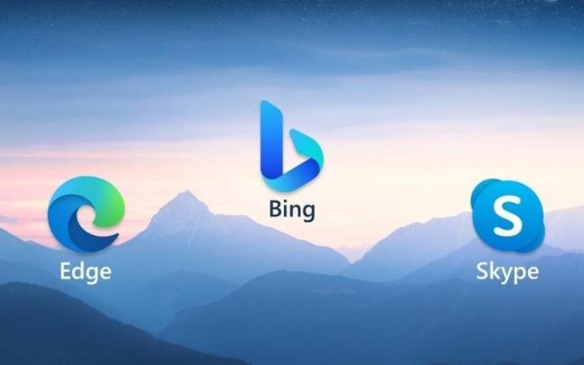 Iconos de las aplicaciones de Edge, Bing y Skype.