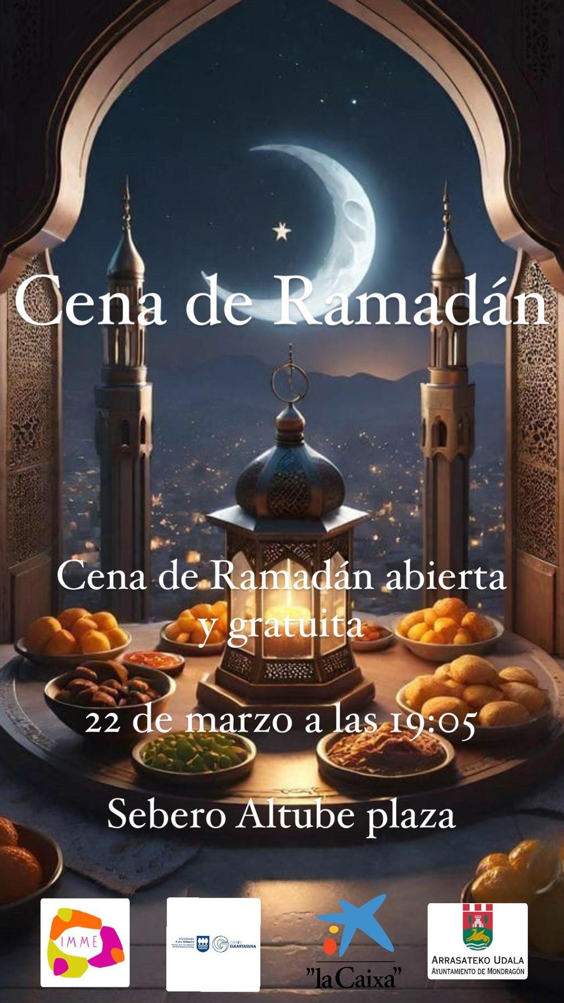 Cartel que anuncia la cena de Ramadán.
