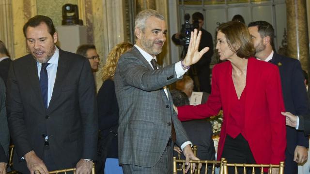 El presidente de Aena, Maurici Lucena, este jueves, en un desayuno informativo con el ministro Óscar Puente