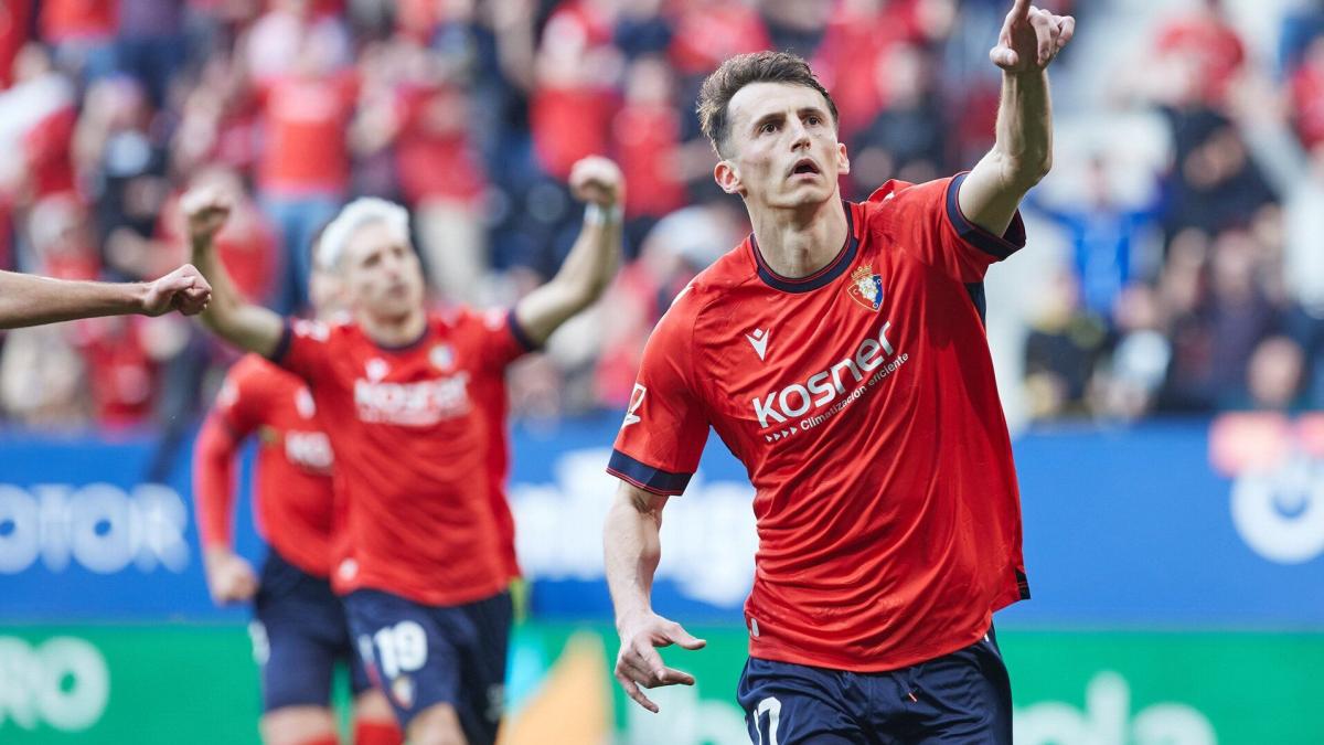 Ante Budimir celebrando el tanto del empate frente al Real Madrid. Foto: OSKAR MONTERO