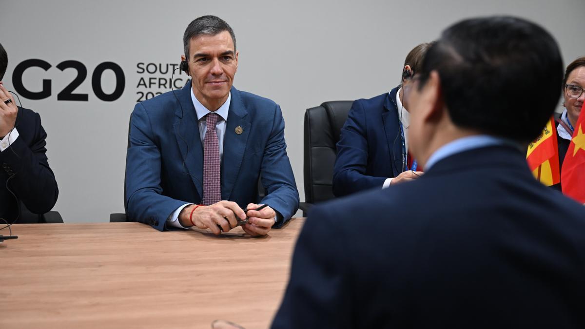 El presidente del gobierno español, Pedro Sánchez, participa en la reunión del G20 en Johannesburgo