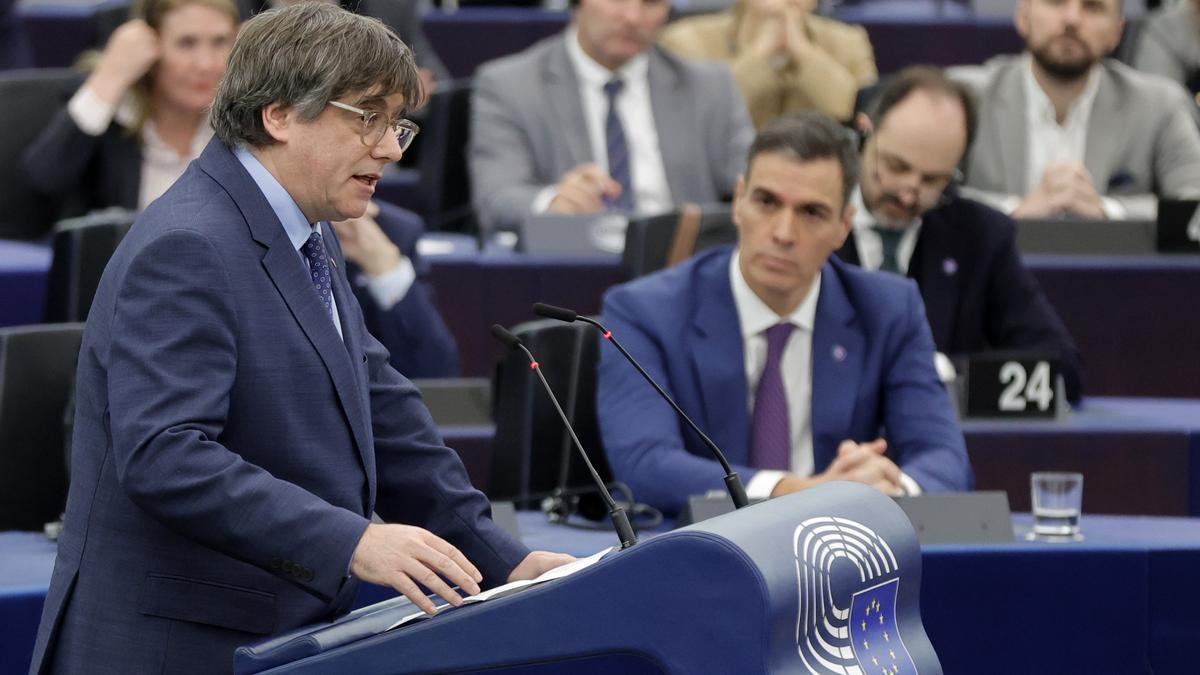 Puigdemont durante una comparecencia en el Parlamento Europeo