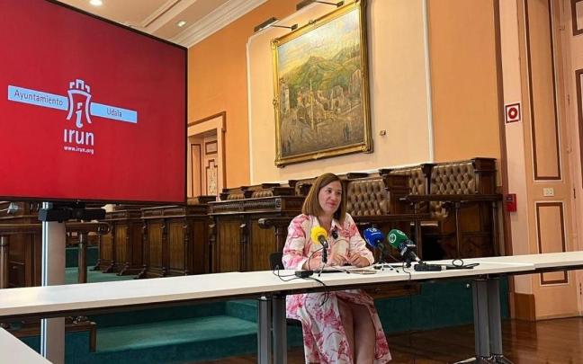 La alcaldesa de Irun, Cristina Laborda, en la comparecencia