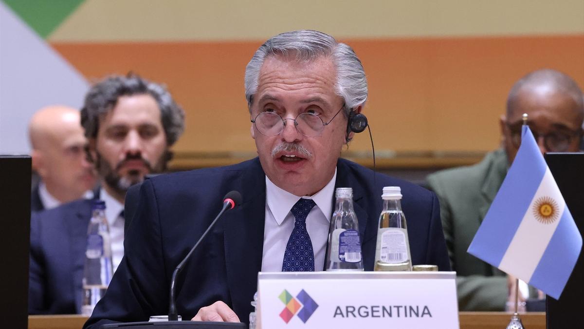 El presidente argentino, Alberto Fernández, en la cumbre UE-CELAC.